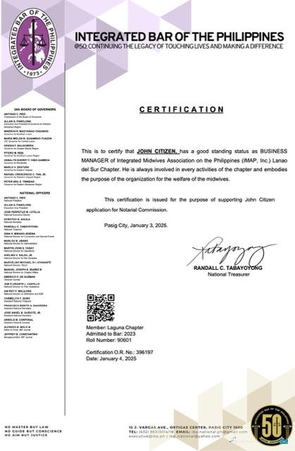 Philippines certificate of good standing Word and PDF template, version 6
